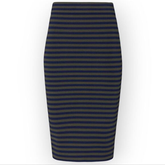 NWT Good American Green and Blue Ribbed Pencil Zip Back Skirt Sz 0 - Picture 4 of 12